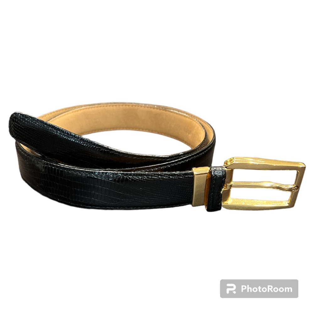 Elegant genuine lizard skin belt gold buckle Made in Italy 40 excellent!!
